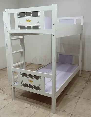 White wooden bunk bed for kids - twin over twin, good condition