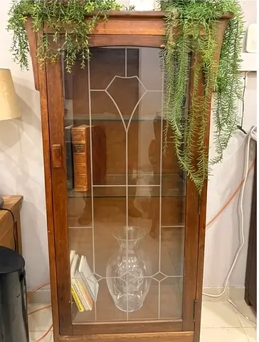 Vintage Wooden Display Cabinet with Glass Door