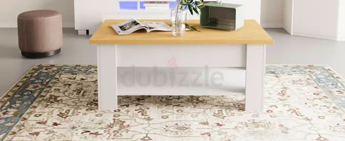 Lift top coffee table with storage and shelf