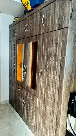 Large wooden wardrobe with mirror and drawers — used, good condition