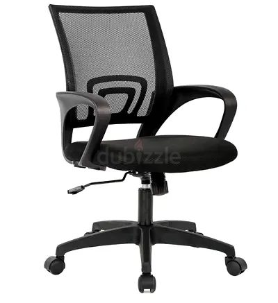 Black mesh ergonomic office chair — adjustable height  wheels