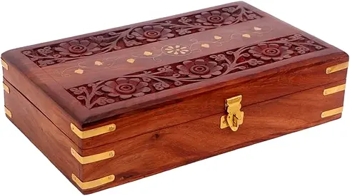 QUESERA Handmade High Quality Wooden Jewelry Box – 15 x 10 inch – Perfect Condition