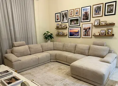 Elegant corner sofa with minimalist design, perfect for apartments and villas.