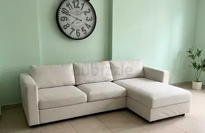 My Beige VIMLE L-shaped Corner Sofa bed with Chaise - Good Condition