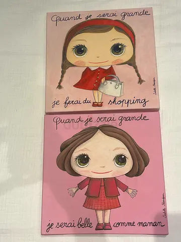 customized Set of 2 French childrens canvas picture frame — Quand je serai grande