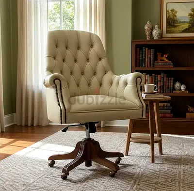 Italian leather Cream White Capitated Armchairs
