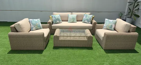 Grand 5-seater outdoor lounge set with table Brown