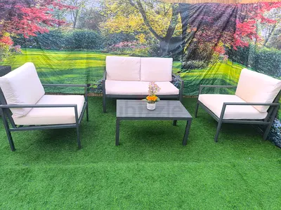4 Seater Gray Mettlic Outdoor Garden Sofa Set