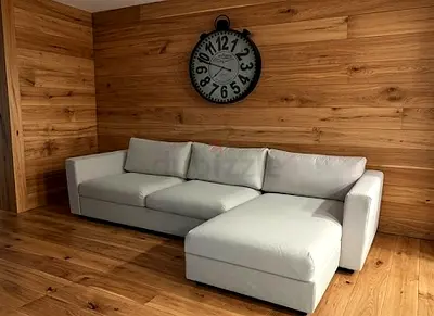 Vimle Cream L-shaped sectional sofa bed with chaise