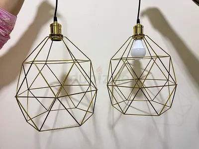 Single geometric brass pendant lights