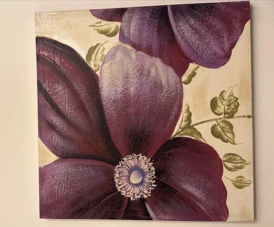 Single-panel Purple Floral Canvas Wall Art (60x60 cm)