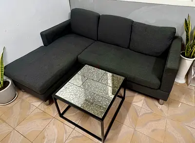 L-Shaped Sofa + Teapoy for Sale