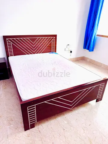 Stylish Wooden Bed Frame with Mattress