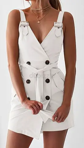 Beige Double-Breasted Dress (Womens)