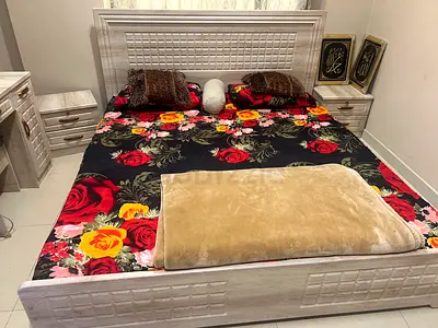 Elegant Complete Bed Set with Cupboard and Dressing Tables
