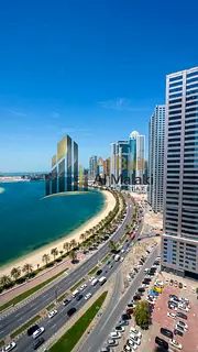 Luxury sea view 1-bedroom apartment (one bedroom and a living room) for rent in Al Majaz 3 (Al Qasba