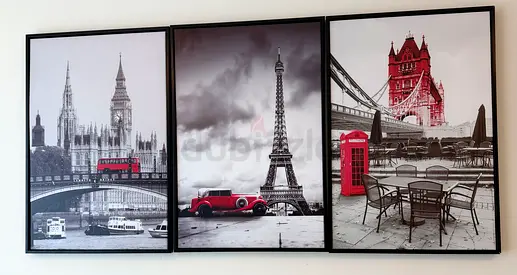 Set of Three Vintage Cityscape Wall Art Prints