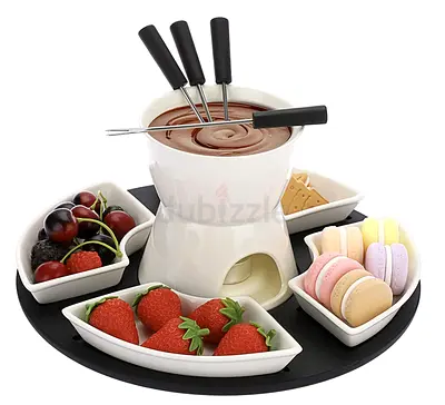 🍫 Ceramic Chocolate Fondue Set – White 🍫