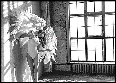 Framed wall art print (“Angel Wings”) 70x100cm