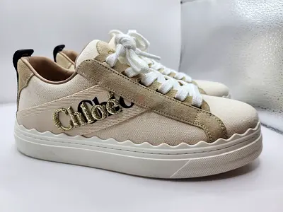 Chloé beige canvas platform sneakers - lightly used