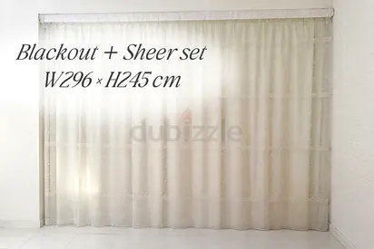 Large Sheer Lace Curtains｜Sparkle Fabric｜Off White / Beige / Cream ｜Blackout W296 × H240