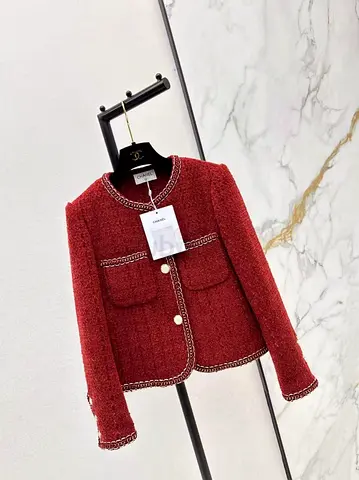 Chanel red tweed sweater