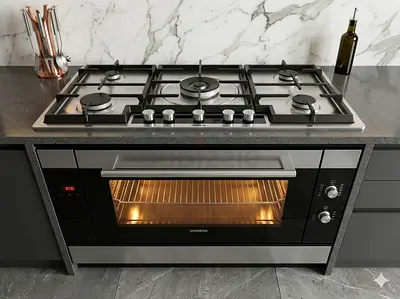Siemens electric oven and Siemens gass cooktop built-in set integrated 90cm by bnm