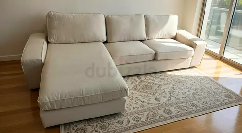 Beige L shape sofa