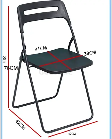 Black Folding Metal-Frame Chair — Compact  Sturdy