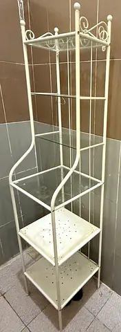 4-Tier Metal  Glass Freestanding Shelf — Good Condition