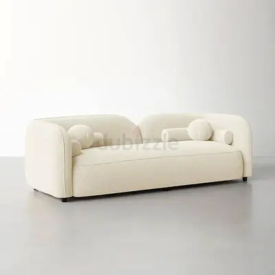 Curved backrest 3 seater high density foam boucle sofa