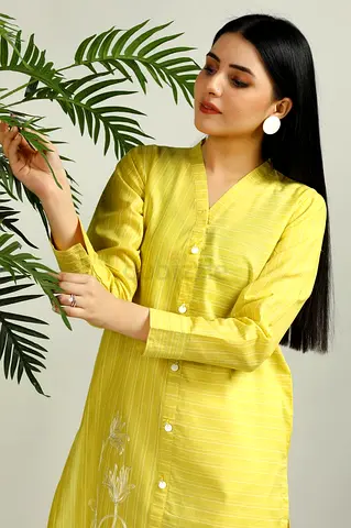 Yellow button-down kurta Brand new