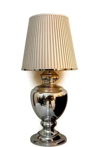 Stylish Silver Table Lamp with Pleated Shade