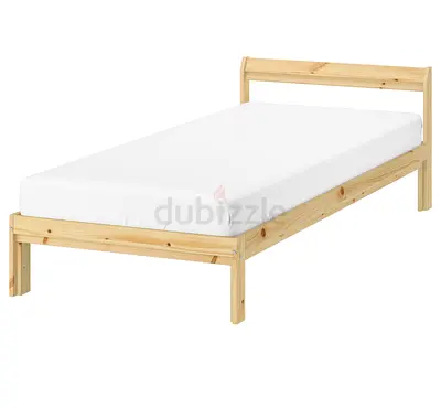 Ikea Simple Wooden Bed Frame with mattress