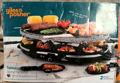 Giles  Posner Tabletop Stone Raclette Grill for 8 Guests