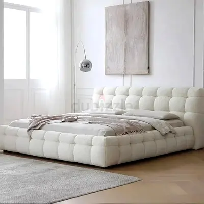 Bubble design boucle king bed frame