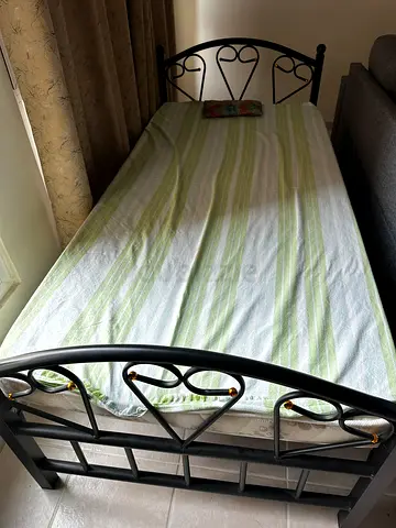 Bed and mattress single steel cot