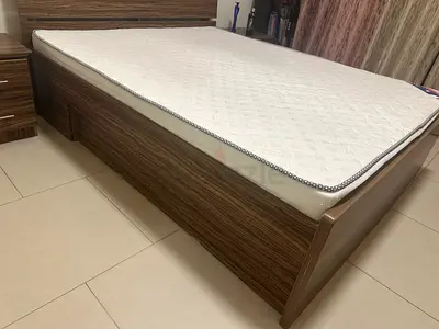 Stylish Handmade Brown Bed with Storage and Side tables