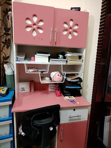 Functional Pink Study Table with Storage