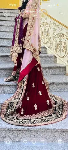 My Embroidered Maroon  Blush Bridal Outfit with Heavy Gold Work