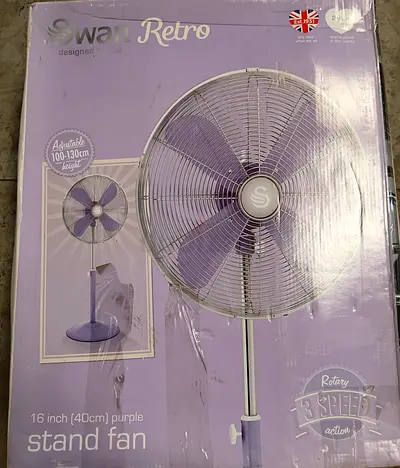 Swan Retro 16 Inch Stand Fan in Purple