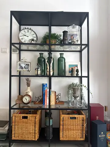 Black metal open bookcase shelving unit from ikea