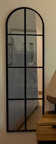 Black Arched Windowpane Full-Length Mirror - WSliving