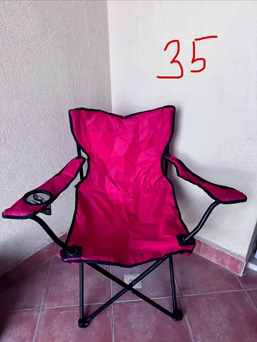 My pink foldable camping chair with cup holder
