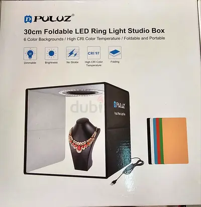 Photo Studio Box, Mini Folding Lightbox LED Ring Light - Portable -Puluz - 30cm