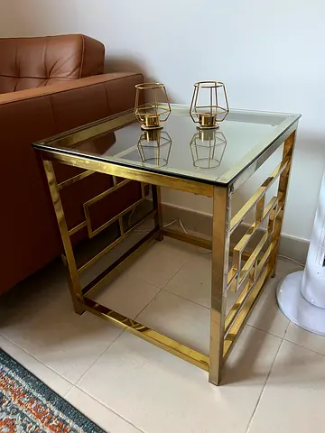 Gold  Glass Set: Coffee Table + 2x Side Table