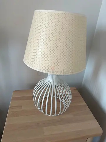 Cream color table lamp with white base