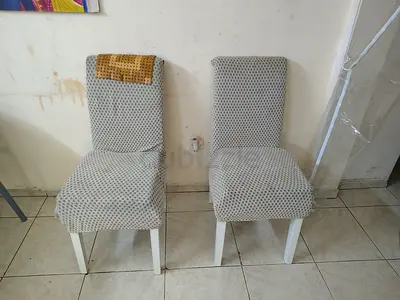 Set of 2 dining chairs with removable slipcovers