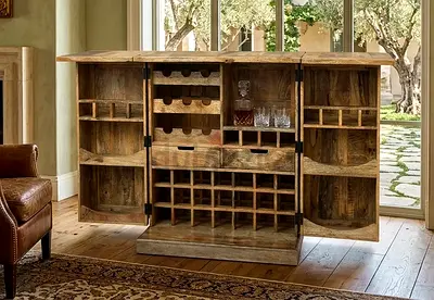 Mimosa Expand-A-Bar Mango Wood Bar Cabinet