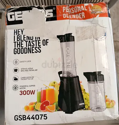 Geepas Personal Blender - 300W Power, 570ml  400ml Jars